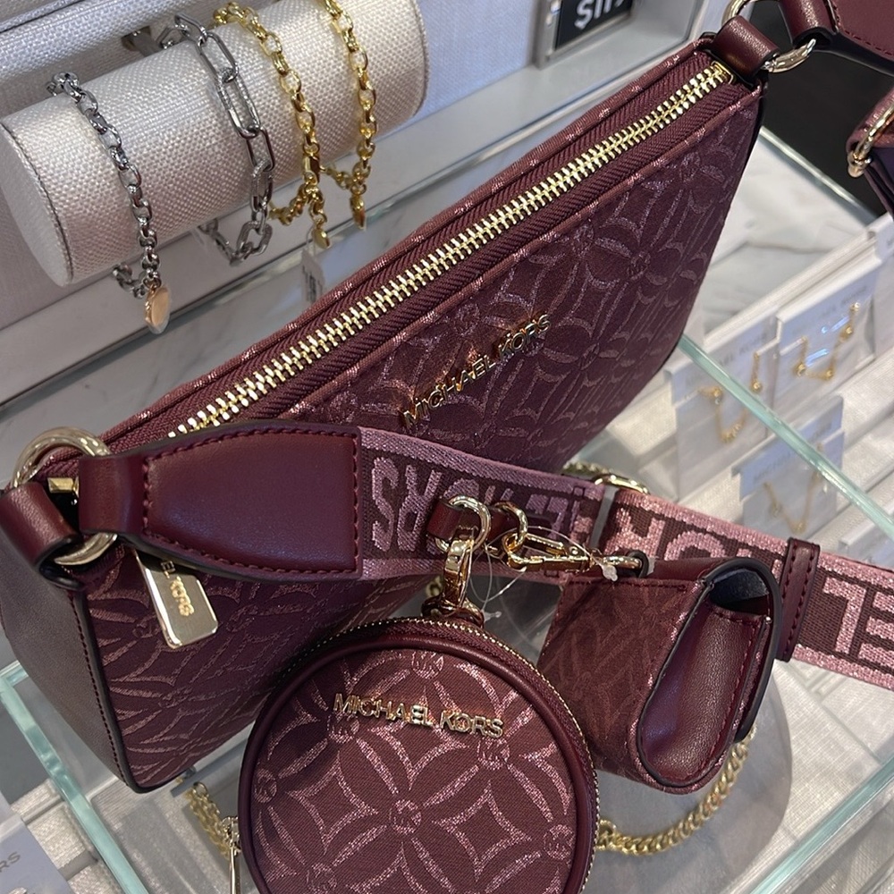 MICHAEL KORS Jet Set Travel Small Logo Jacquard Crossbody With Tech Attach - NWT - Picture 16 of 16